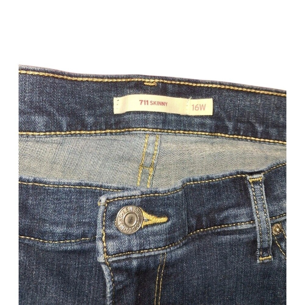 LEVI'S 711 Womens Skinny Fit Size 16 Mid Rise Stretch Jeans Indigo Dark Wash - Picture 3 of 7